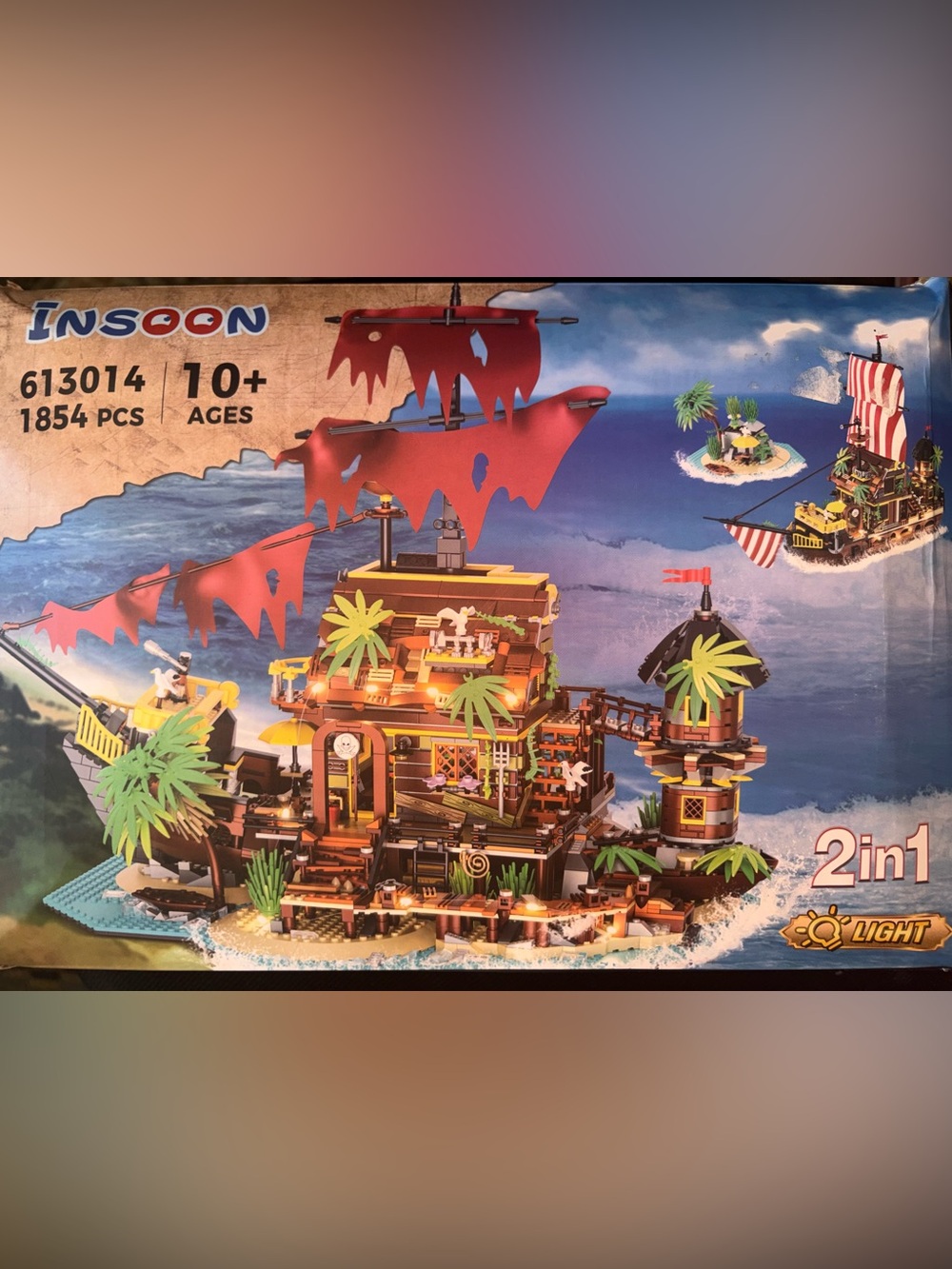New Pirate ship 2 in 1 building blocks set w/ light